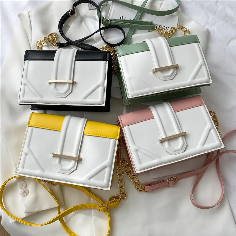 

Custom 2022 New Large Capacity Women Candy Colors Bags Pu Leather Chains Messenger Shoulder Bag, As picture