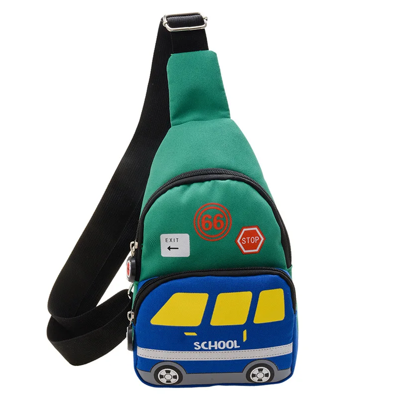 

Children Kids Cute Zipper Contrast Color Colorful Cartoon Car Bus Shape Fanny Pack Fashion Pouch Hiking Backpack Waist Bag, Customized color