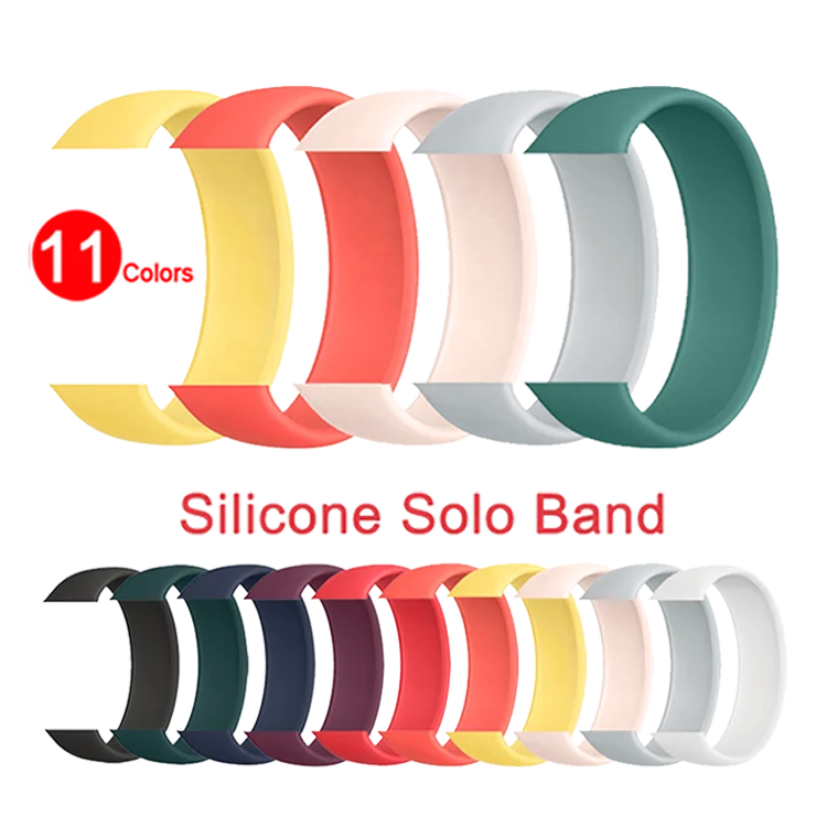 

11 Colors Soft Silicone Solo Loop Band For Apple Watch 6 Se/5/4/3 Watchband Replace Bracelet Strap 40 44mm For Iwatch 6 Band, Multi colors/as the picture shows