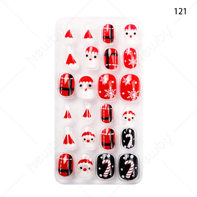 

Children wear nails 24 patches cartoon Christmas press on nails removable with adhesive backing nail stickers