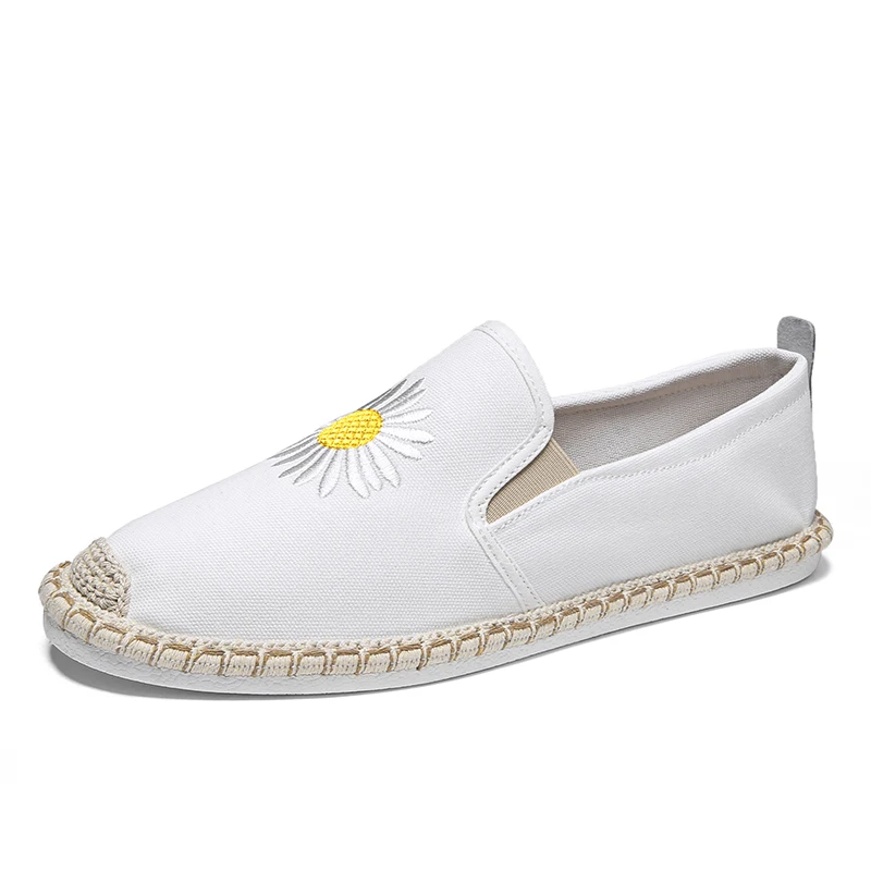 

White Embroidered New Model Jute Sole Espadrilles Men Shoes, As your request
