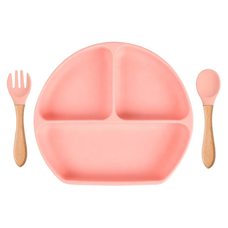 

Silicone Plate Wholesale Baby Feeding Dinner Set Kids Snack Silicone Dinnerware Bowl Set New divided suction silicone baby plate, Colorful