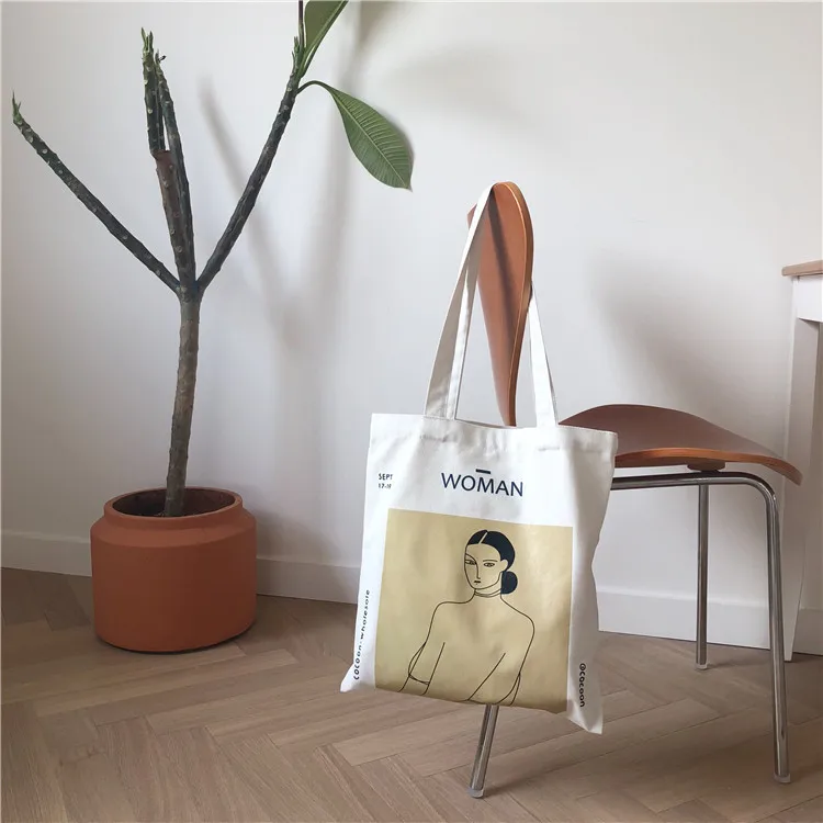 

Simple and versatile canvas bag literary shoulder bag student bag, As the pics