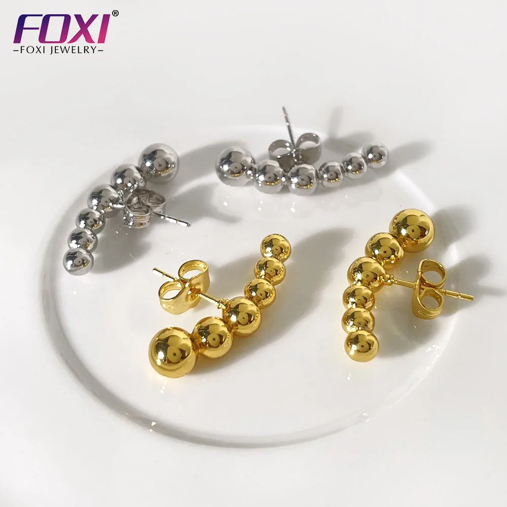 

Foxi jewelry wholesale price 14k 18k gold plated beads earrings for women