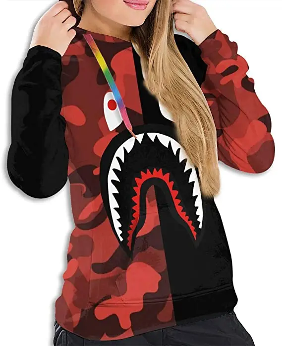 bape giant shark full zip moletom com capuz