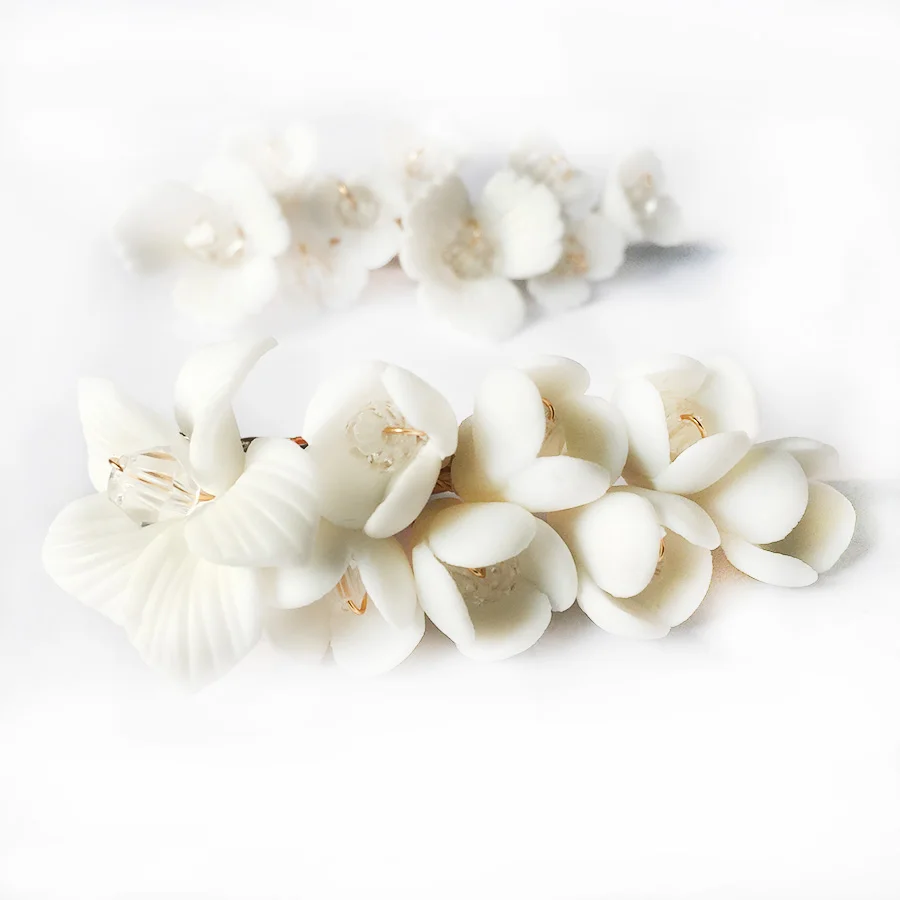 

RE3722 White Ceramic Flower hair clip bridal hair berrette wedding hair accessories