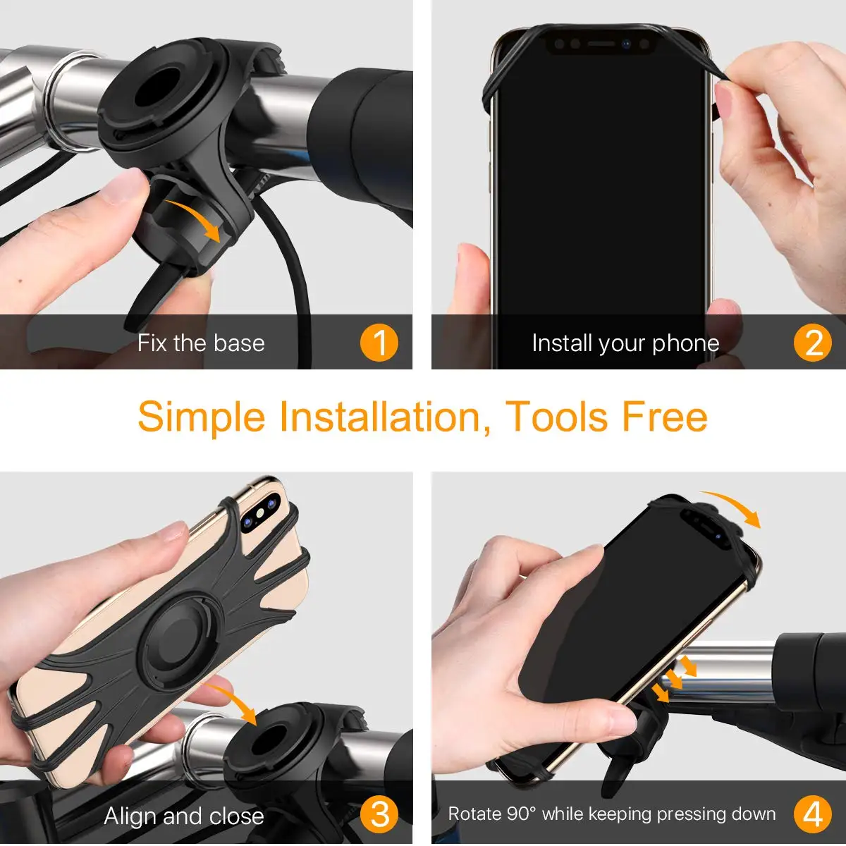 360 Degree Rotate Mountain Bike Handlebar Bike Mobile Phone Mount Holder Bike mounts Bicycle Phone Holder For Smartphones