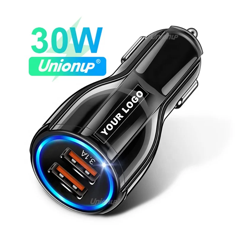 

QC3.0 6A Phone Fast USB Car Charger for iPhone Samsung Tablet 30W Car Charger Dual Usb