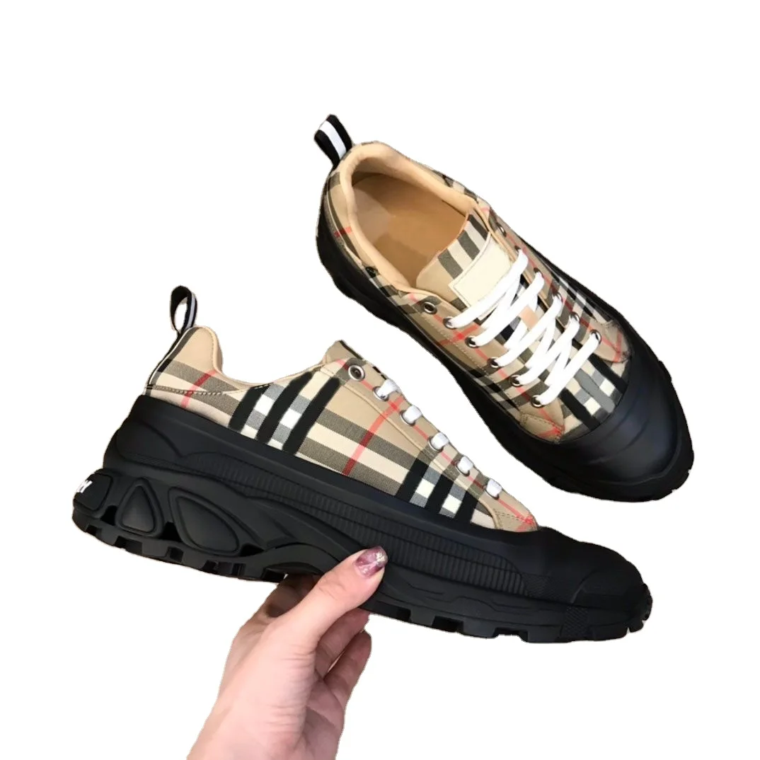 

luxury shoes men Print Check Trainer Platform Trainers Striped Sneaker Vintage Suede Shoe name brand shoes