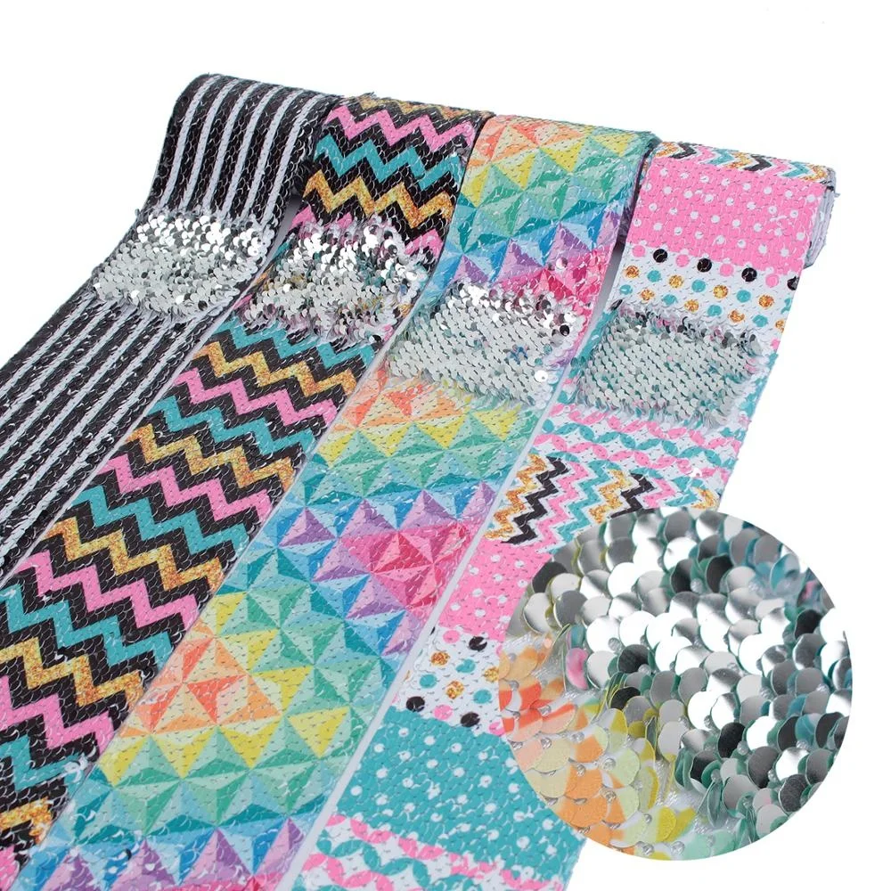 

Various Designs Custom Printed Hair Bow Roll Sequin Ribbon 3 Inch