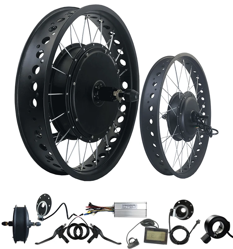 

Snowmobile fat tires rear drive bike frame 48v 1500w LCD3 diaplay electric bicycle motors ebike conversion kit, Black