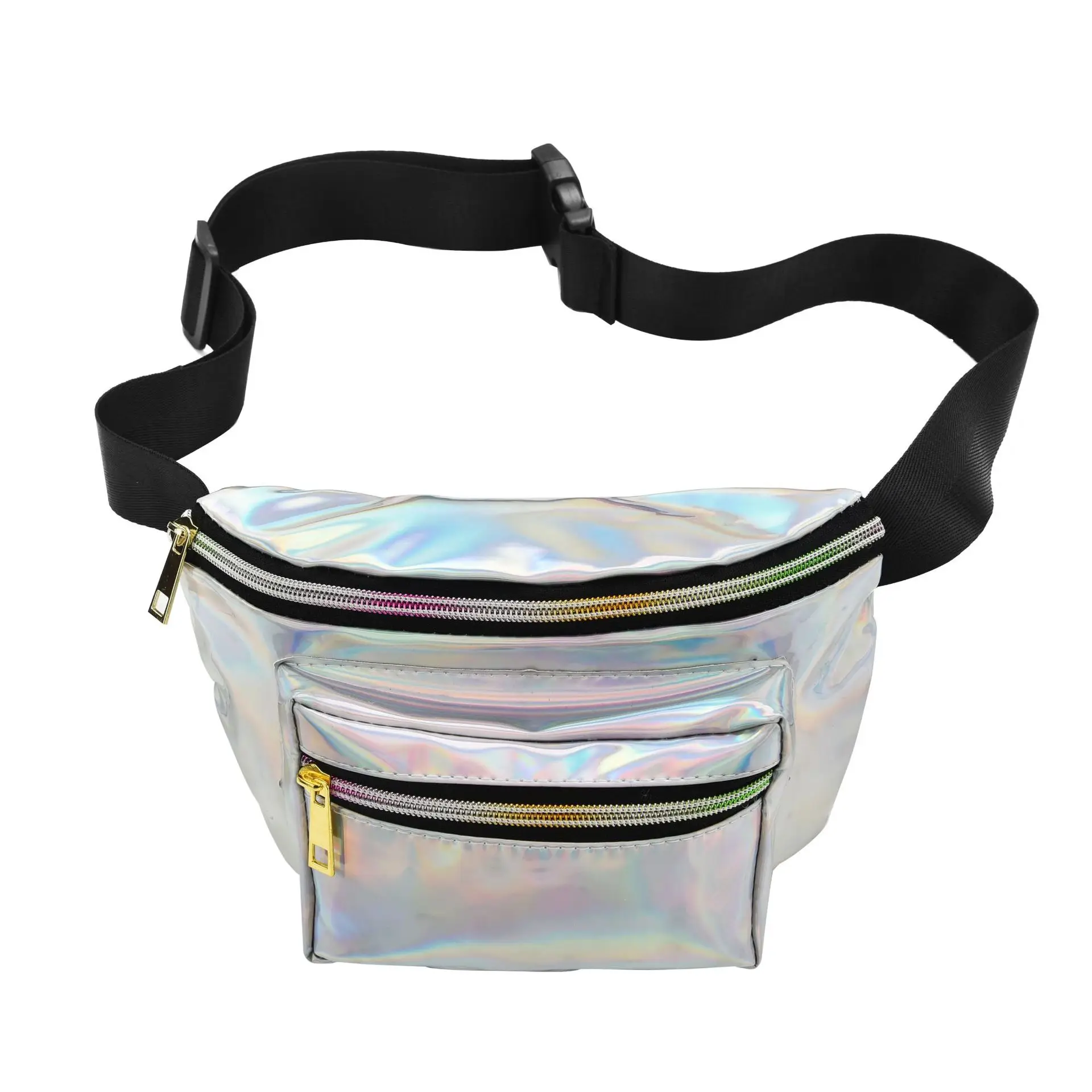 

New Ladies PU Reflective Laser Waist Bag Outdoor Sports One-shoulder Bag, Multi color