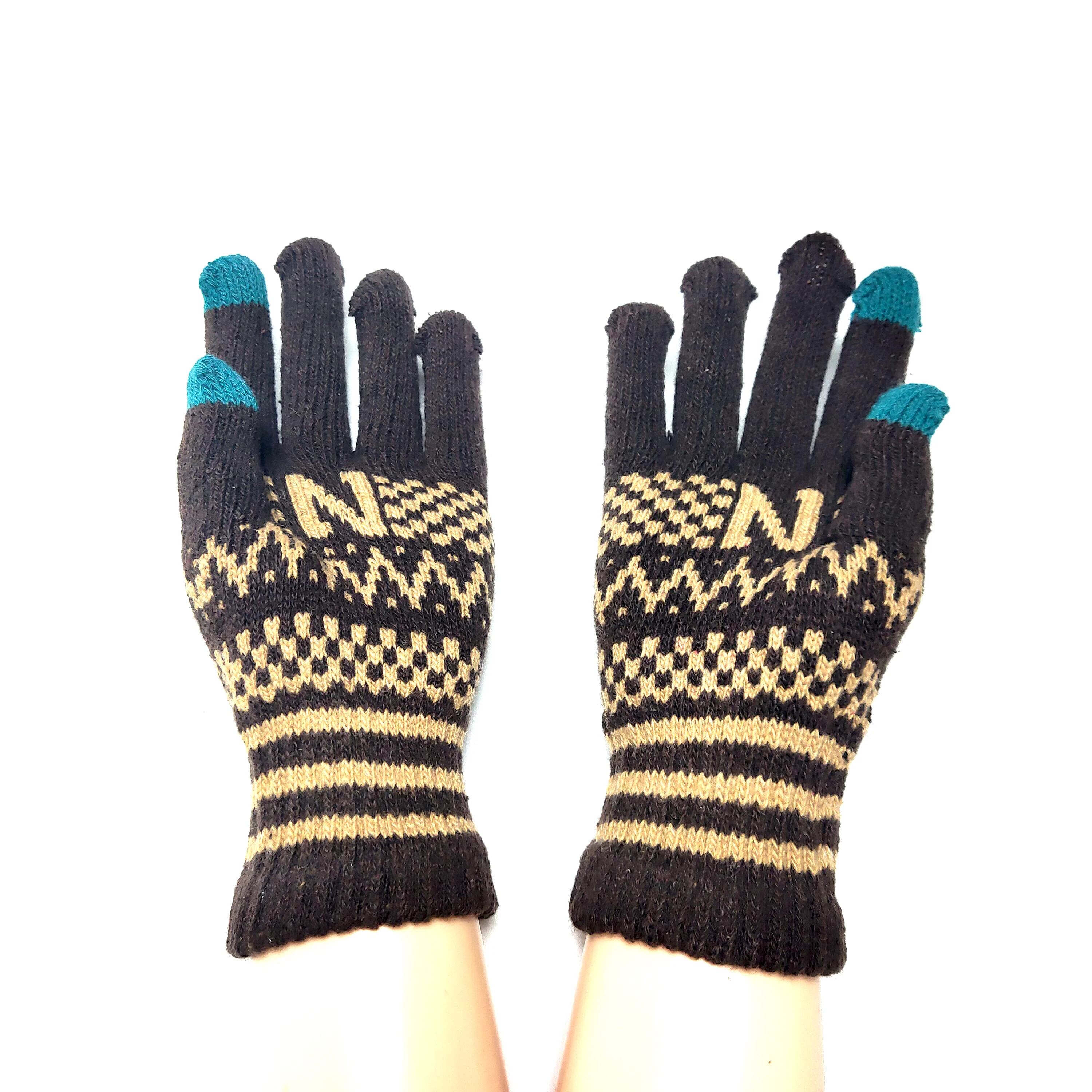 
Best price quality Acrylic Knitted Jacquard pattern fashion funky warm winter Magic Gloves 