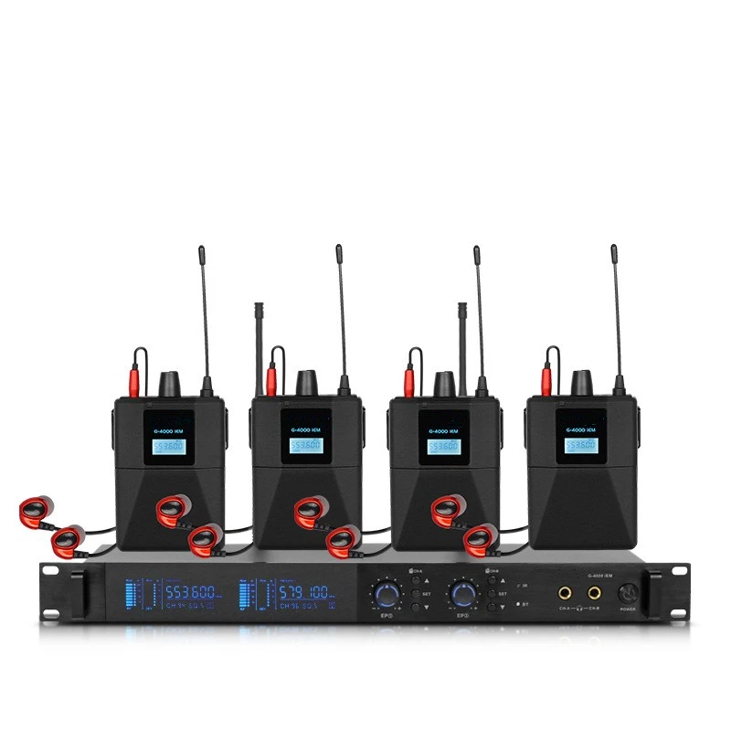 

IEM 2 Channels Transmitter personal Wireless In Ear Monitor System with 4 bodypackS