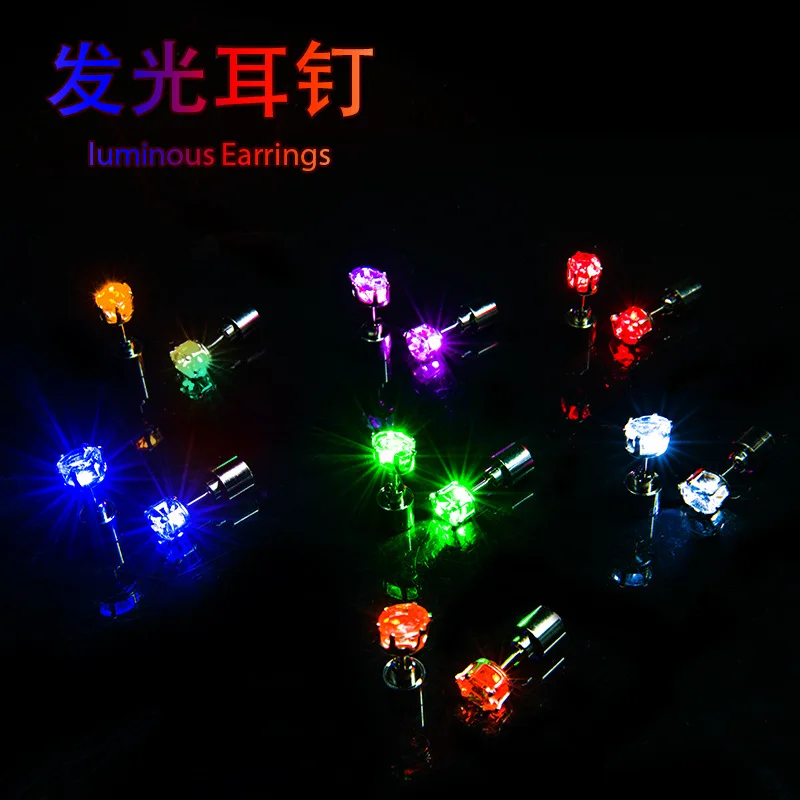 

Colorful Mini Led Lighting Star Earrings Flashing Ear Studs for Christmas St. Patrick's Day Party, Picture