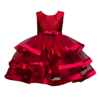 

Children dress girls party dresses Sleeveless computer embroidered dress Host party costumes 2091