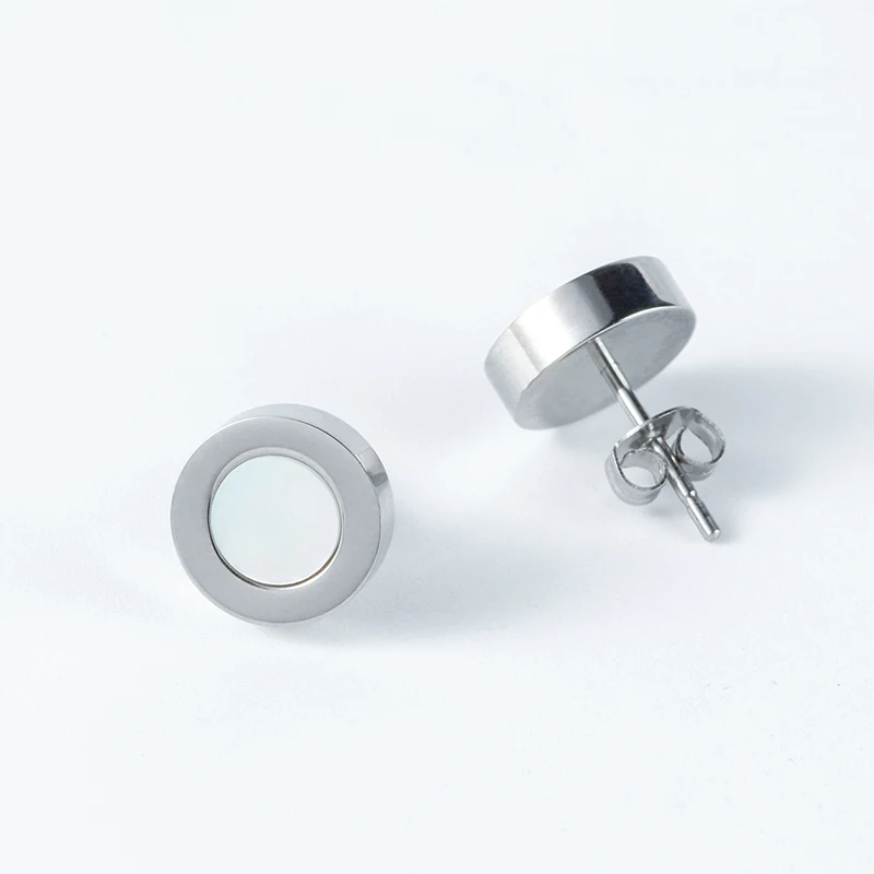 

Custom White Shell Ins stainless steel Jewelry round charm, Customized color