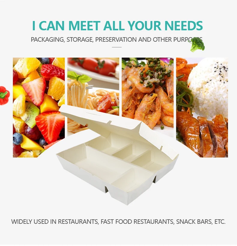 Concave Bottom Five Grid Paper Lunch Sushi Box Disposable Paper Bento