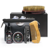 

Beard Care Gift Kit with Apron for Men Beard Styling Beard Oil Mustache Balm Brush Comb and Travel Bag