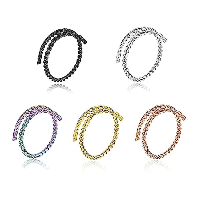 

Hypoallergenic Stainless Steel Double Hoop Ring Nostril Piercing Jewelry Spiral Fine Twisted Line Nose Hoop Ring