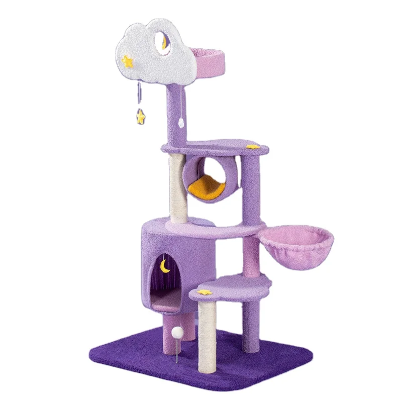 

Factory Custom Pet Cat Interactive Toy House Cage Tower Cat Scratcher Tree Luxury Furniture Cat Condo, As picture