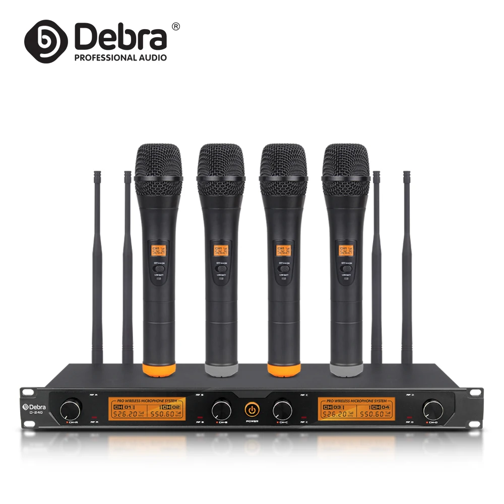 

Debra Audio D-240 4 Channel Handheld UHF Wireless Microphone System For Speech Karaoke Party