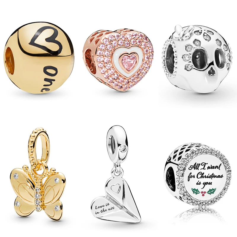 

2021 100% 925 Sterling Silver Sparkling Skull Heart Paper Plane All I Want for Christmas True Uniqueness Hearts on Hearts Charm