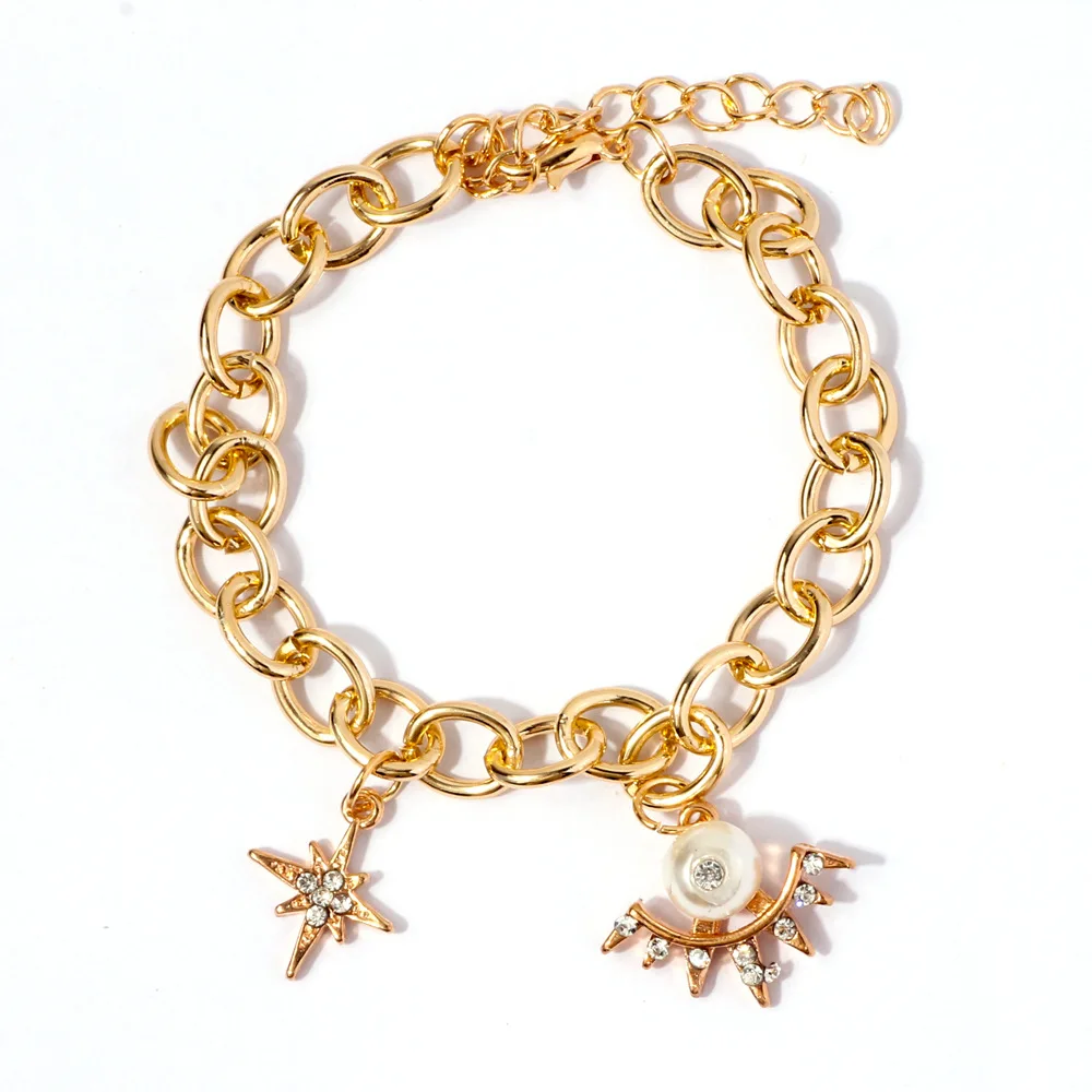 

JUHU New New Baroque diamond-studded pearl bracelet star niche design study simple fashion geometric pearl jewelry for women