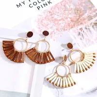 

Fan shape wooden Earring