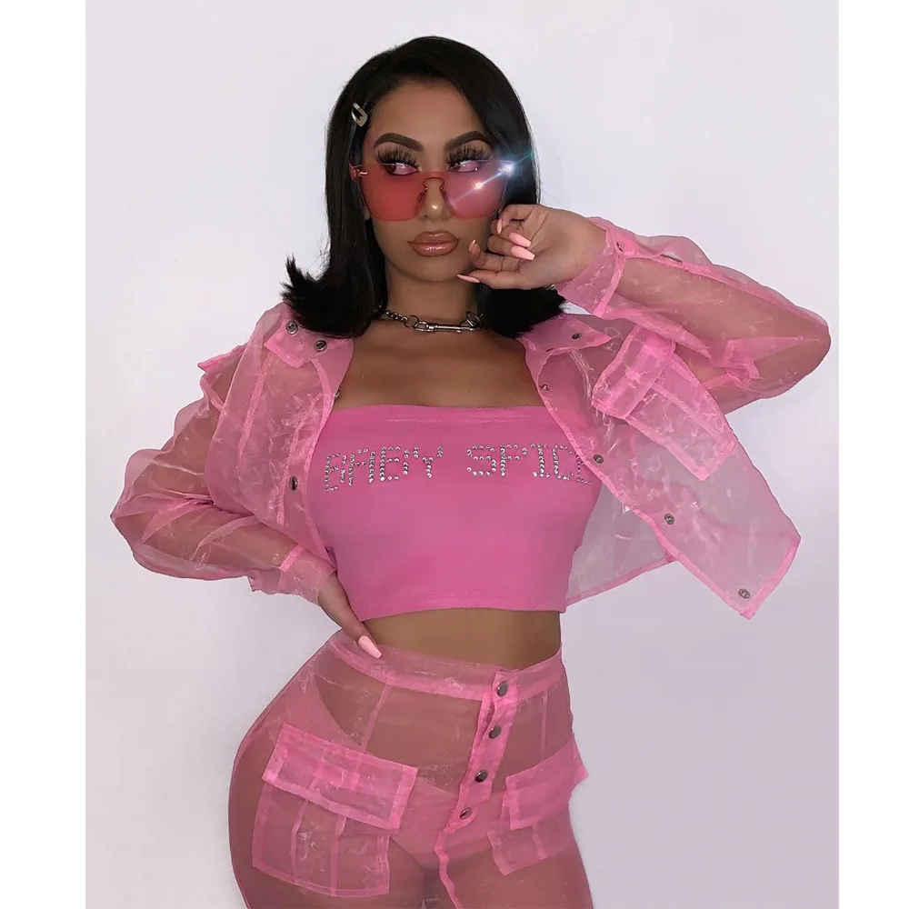 

2021 women Mesh Two Piece Skirt Set Sexy 2 Piece Skirt Set For women
