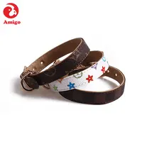 

Amigo factory direct custom wholesale padded personalized luxury soft PU leather pet dog collar leash
