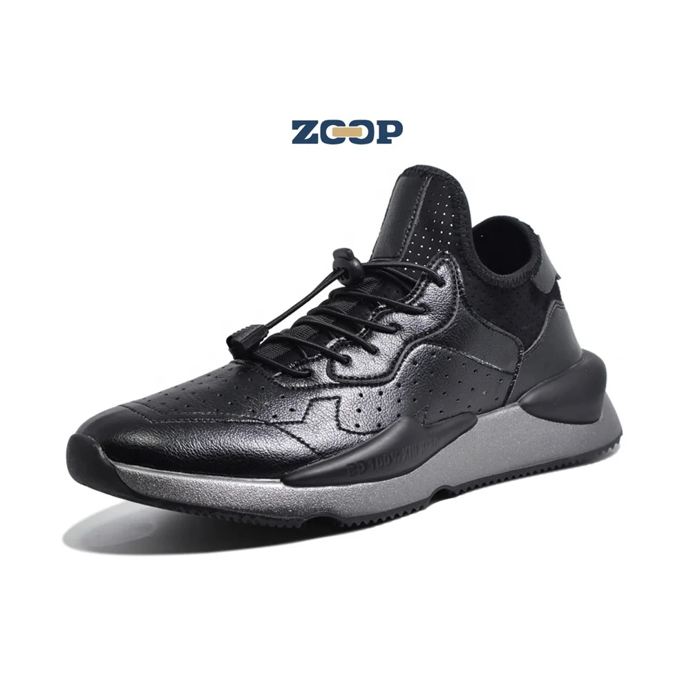 

Latest cool grey leather breathable run shoes men sports, White, yellow, black, grey