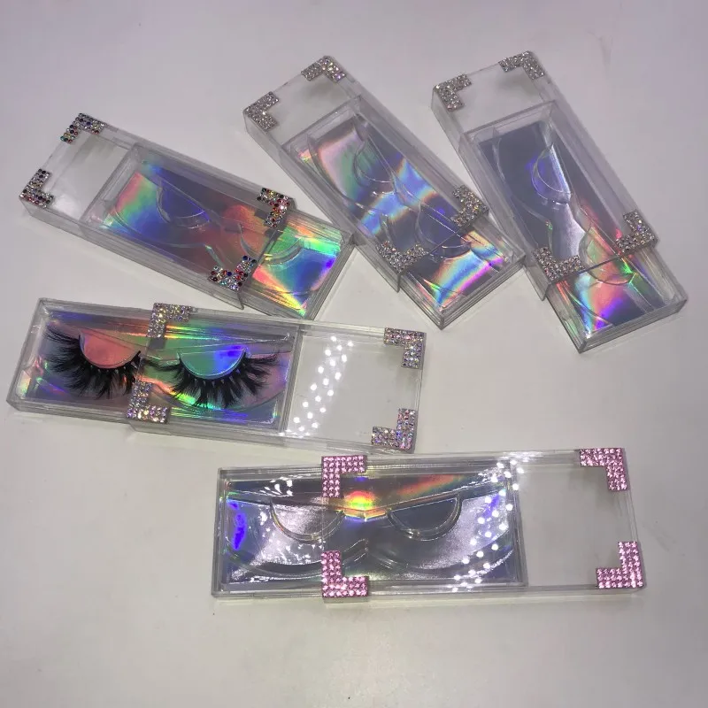 

Rhinestones Case Lashes Box 4 Angle of Drill Diamond Packing Box Custom LOGO, Colorful