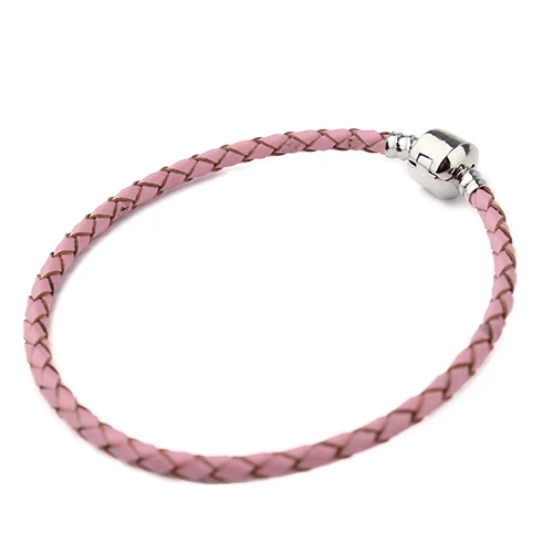 

2021 Best Quality Leather Charms Beads Bracelet 925 Sterling Silver Jewelry DIY Zircon Charms Bangles For Women, Silver color, rose gold