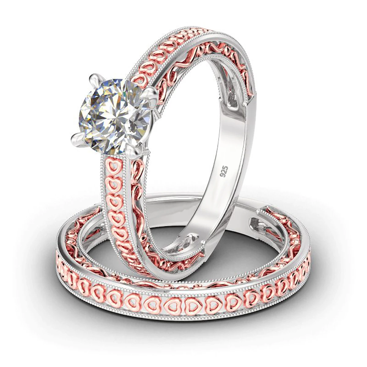 

SZJINAO Couple Ring 925 Silver Jewelry Wedding Solid Lover Ring 1.2ct D Color Moissanite Ring
