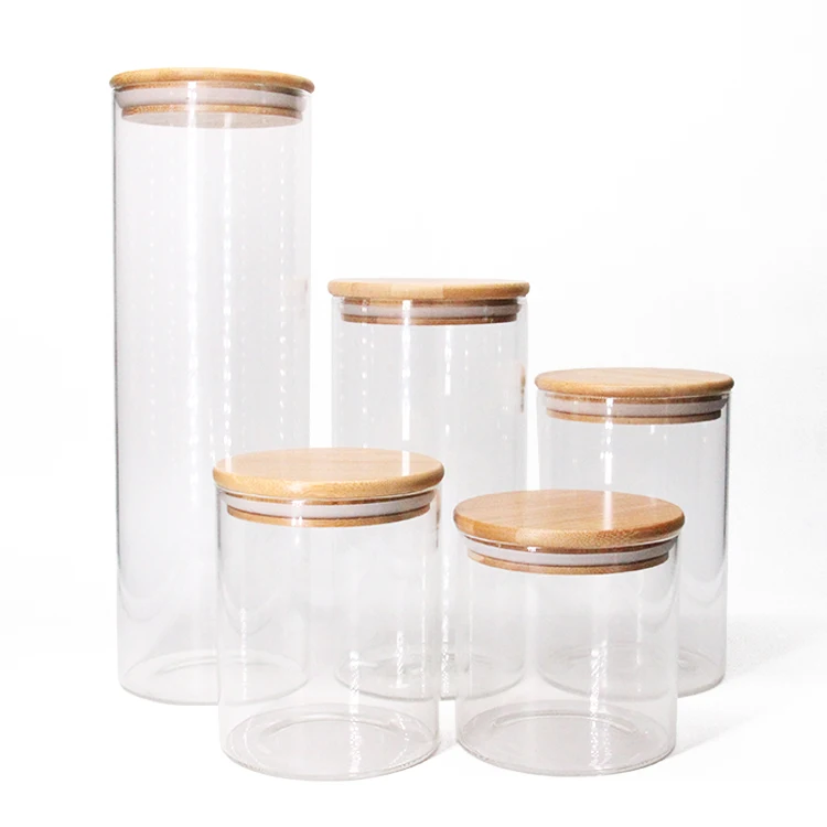 

8Oz Premium Borosilicate Clear Glass Jars With Bamboo Silicone Sealed Lid, Customized