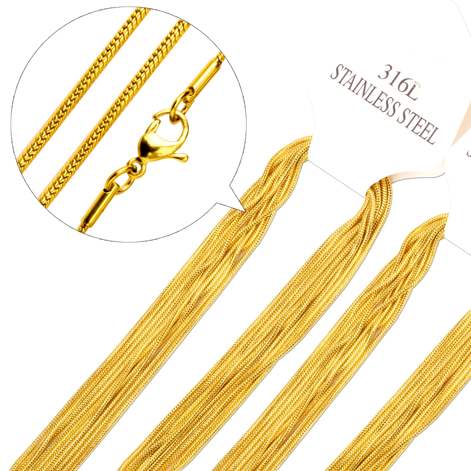 

Gold Plated Necklace Chains Jewelry Type Link Chains Snake Chains 1mm/2mm 45CM
