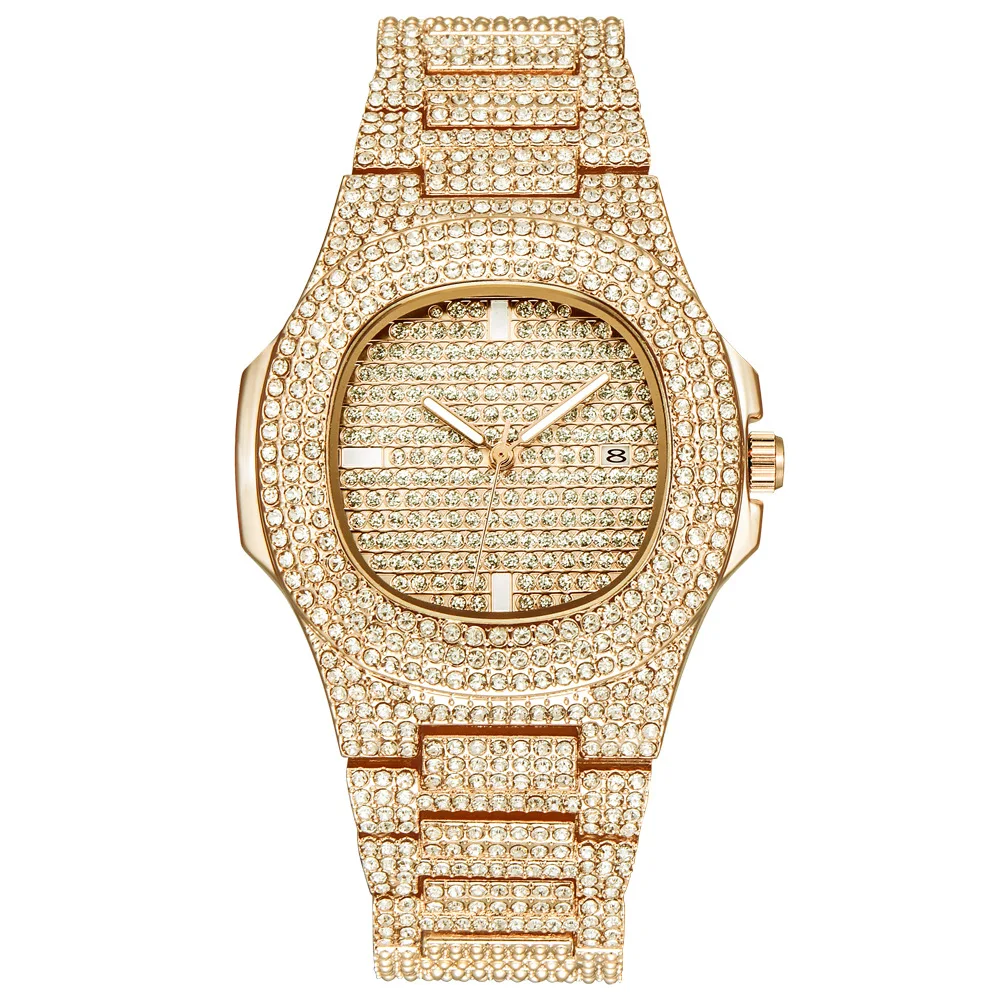 

18K Gold Plated Diamond Hip Hop Luxury Iced Out Watches