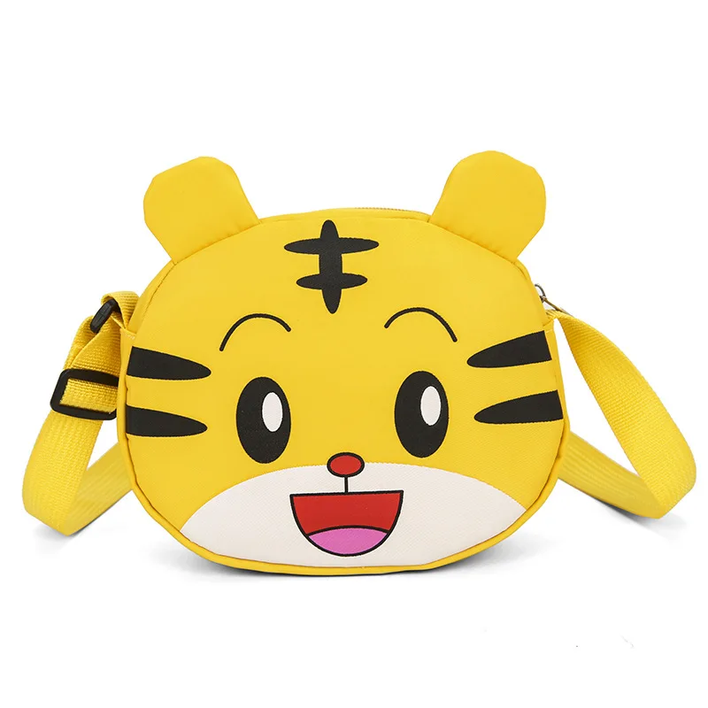 

2022 New Cartoon Kawaii Tiger Print Kids Shoulder Bag Zipper Closure Nylon Girls Boys Cute Messenger Bags