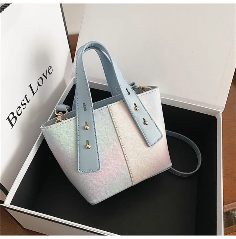 

B-0145 Wholesale Fashion Pu Leather Crossbody Women Shoulder Bucket Bags Ladies Gradient Colors Hand Bags Handbags For Women, Multi color