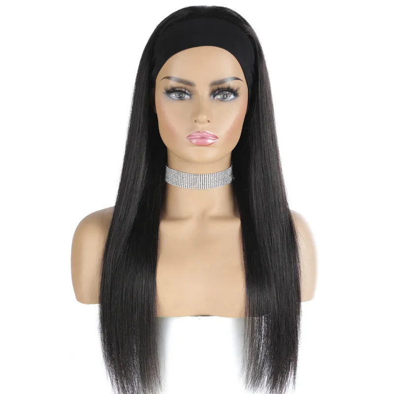 

Wholesale Cheap 10a Brazilian Cuticle Aligned Virgin Human Hair 150% Density Straight Headband Wig For Black Women