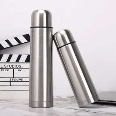 

750ml Classic Double Wall Insulated Stainless Steel Water Bottle Bullet Shaped Coffee Thermos Vacuum Flasks with Cup Lid