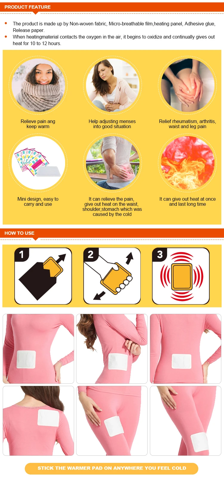 Oem Heat Patch For Period Pain Instant Warm Women Menstrual Relief