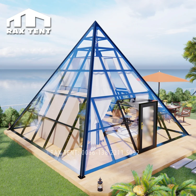 

RAX TENT  Glamping Hotel Tent with Pyramid Glass House with Bathroom for Living in Outdoor at Cheap Price