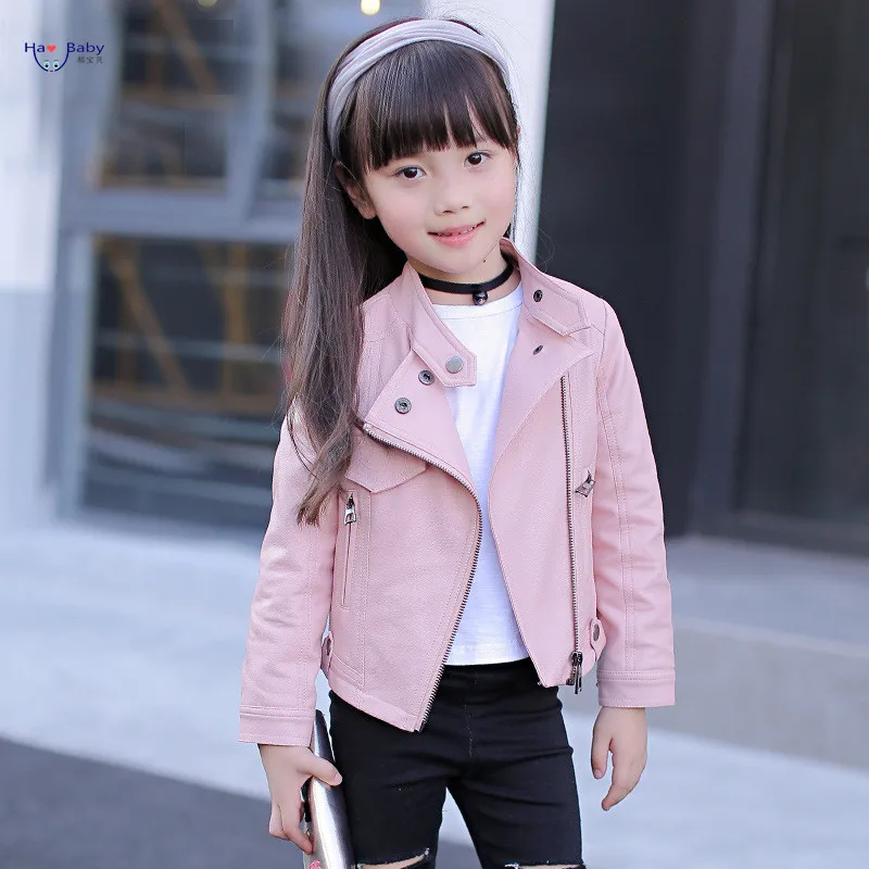

Hao Baby Spring New Korean Girls Fashion Leather Children Zipper Jacket