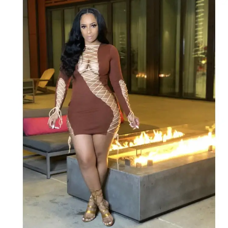 

L6405-spring fashion 2021 club dresses women sexy bodycon bandage dress