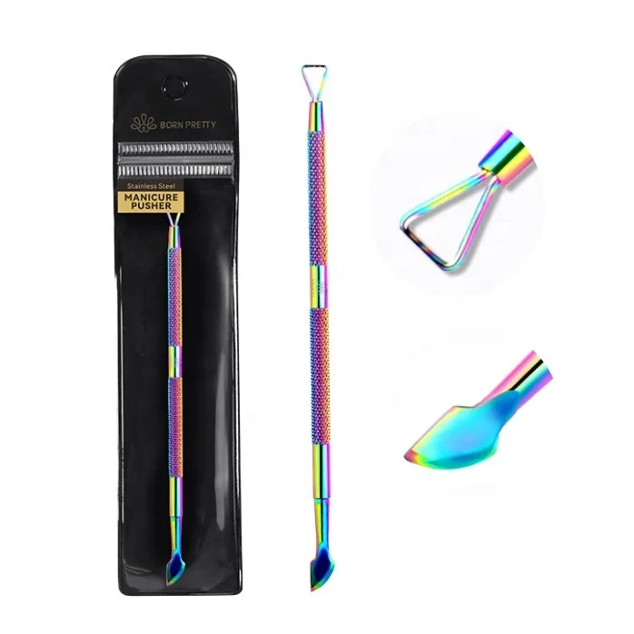 

BORN PRETTY Rainbow Stainless Triangle Gel Nail Polish Remover Cuticle Peeler Scraper Remover Tool for Fingernails and Toenails