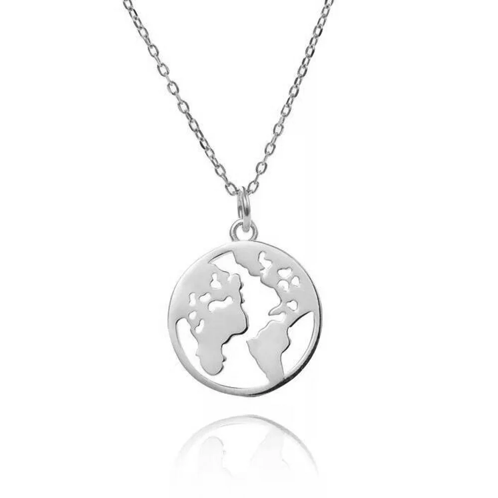 

Hot sale rose gold plated stainless steel 316L surgical world map pendant necklace, Steel/rose gold