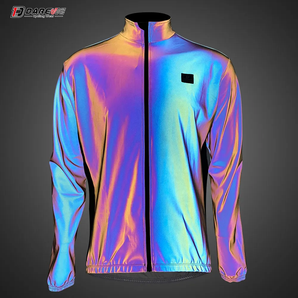 

Darevie custom professional newest biker jacket upgreat rainbow cycling reflective jacket windbreaker