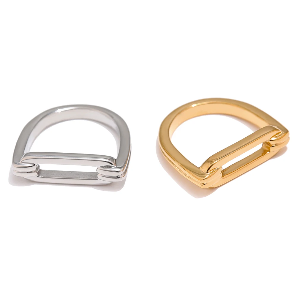 

JINYOU Minimalist Gold Texture Geometric Rope Ring Stainless Steel Metal Finger Ring for Women Jewelry